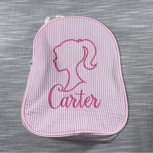 Carter Oh Mint Searsucker Barbie silhouette Ella Embroidered lunchbox EUC